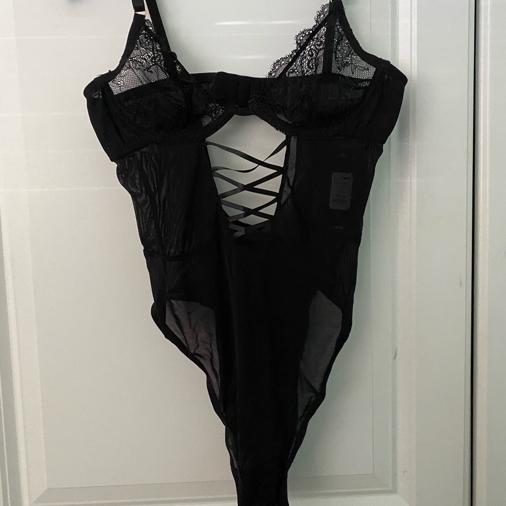 Black mesh/lace bodysuit